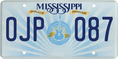 MS license plate OJP087