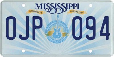 MS license plate OJP094