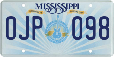 MS license plate OJP098