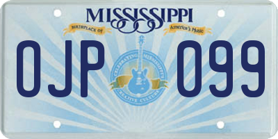 MS license plate OJP099