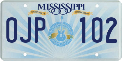 MS license plate OJP102