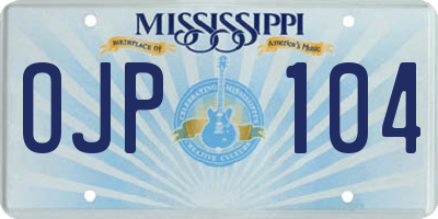 MS license plate OJP104