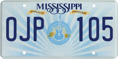 MS license plate OJP105