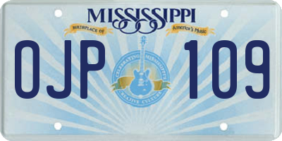 MS license plate OJP109