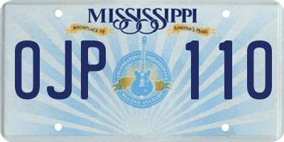 MS license plate OJP110
