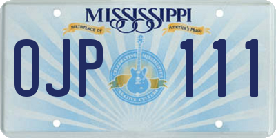 MS license plate OJP111