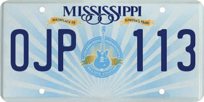 MS license plate OJP113