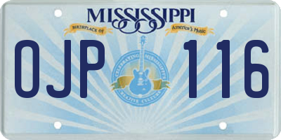 MS license plate OJP116