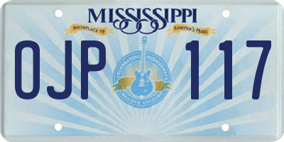 MS license plate OJP117