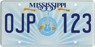 MS license plate OJP123