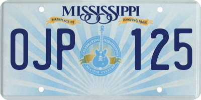 MS license plate OJP125