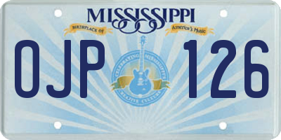 MS license plate OJP126