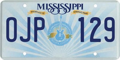 MS license plate OJP129