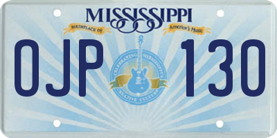 MS license plate OJP130