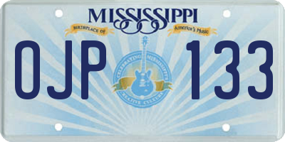 MS license plate OJP133
