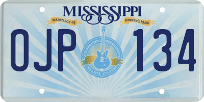 MS license plate OJP134
