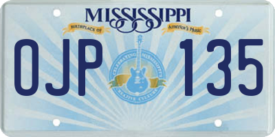 MS license plate OJP135