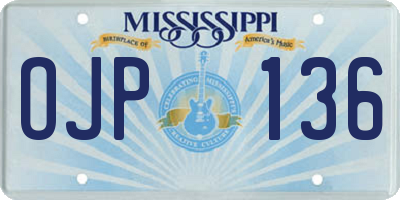 MS license plate OJP136