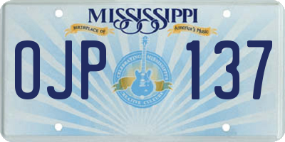 MS license plate OJP137