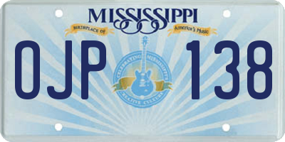 MS license plate OJP138
