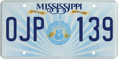 MS license plate OJP139