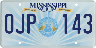 MS license plate OJP143