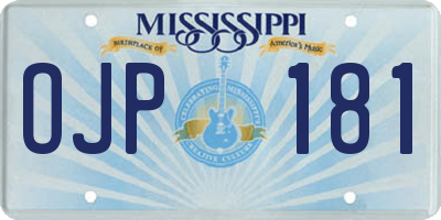 MS license plate OJP181
