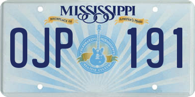 MS license plate OJP191