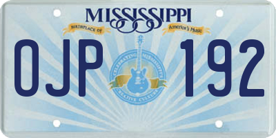 MS license plate OJP192