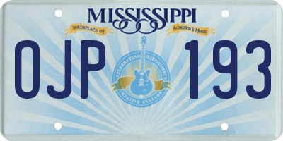 MS license plate OJP193