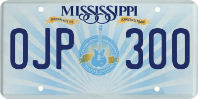 MS license plate OJP300