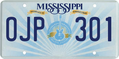 MS license plate OJP301
