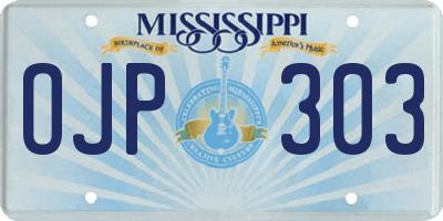 MS license plate OJP303