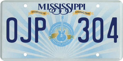 MS license plate OJP304