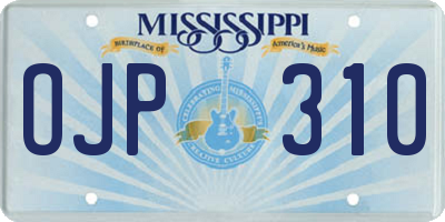 MS license plate OJP310