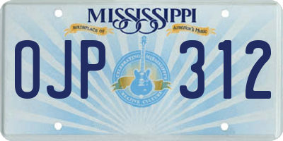 MS license plate OJP312