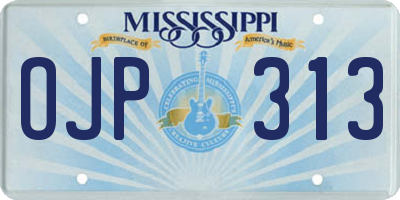 MS license plate OJP313