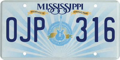 MS license plate OJP316
