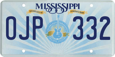 MS license plate OJP332