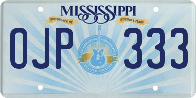 MS license plate OJP333