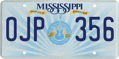 MS license plate OJP356