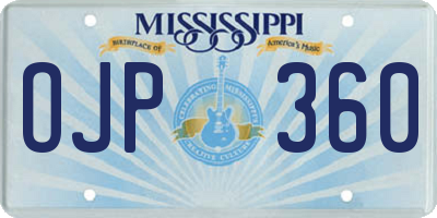 MS license plate OJP360