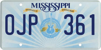 MS license plate OJP361