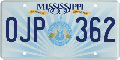 MS license plate OJP362