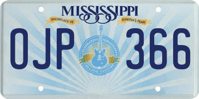 MS license plate OJP366