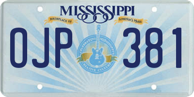 MS license plate OJP381