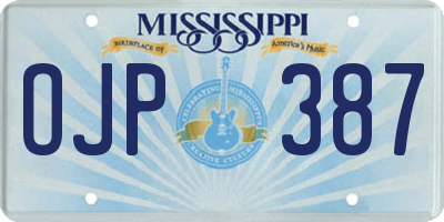 MS license plate OJP387