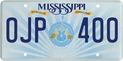 MS license plate OJP400