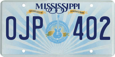 MS license plate OJP402