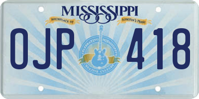 MS license plate OJP418
